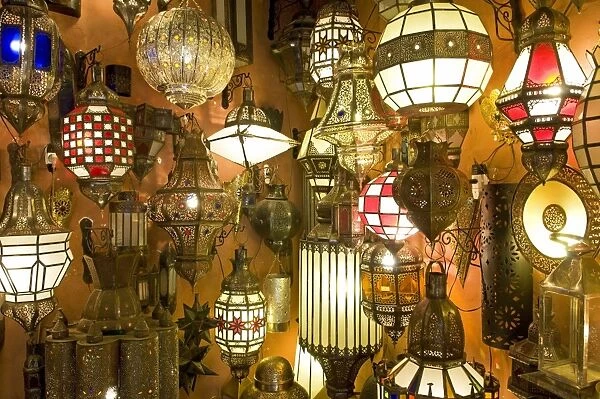 Lanterns for sale in the Souk, Marrakech (Marrakesh), Morocco, North Africa, Africa