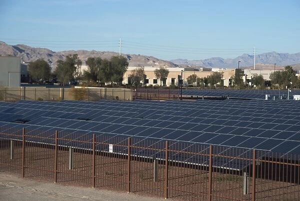 Large bank of solar panels, Las Vegas, Nevada, United States of America, North America