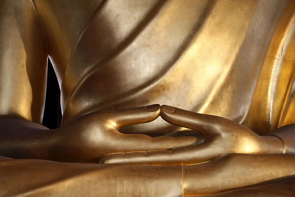 Detail of a large Buddha statue, Paris, France, Europe