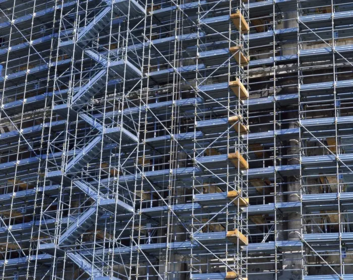 Framed Print : Large scaffolding facade