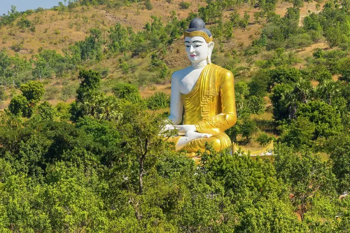 Framed Print : Large sitting Buddha statue near Maha Bodhi Ta Htaung Standing Buddha, Monywa, Myanmar (Burma), Asia Framed Print : Large sitting Buddha statue near Maha Bodhi Ta Htaung Standing Buddha, Monywa, Myanmar (Burma), Asia