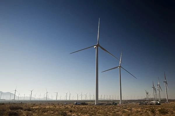Very large wind turbines just outside Mojave, California, United States of America, North America