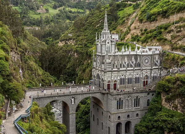Las Lajas Sanctuary, elevated view, Narino Departmant, Colombia