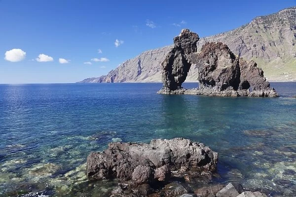 Las Playas Bay with rock arch Roque de Bonanza, UNESCO biosphere reserve, El Hierro