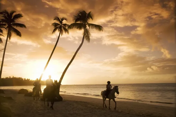 Framed Print : Las Terrenas at sunset, Samana Peninsula, Dominican Republic, West Indies