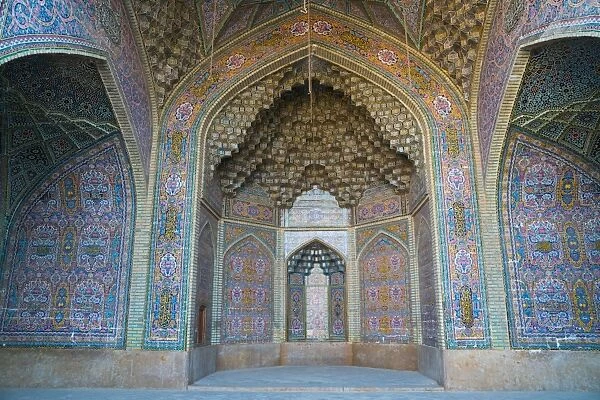 Late 19th century tiling at Nasir-al Molk Mosque, Shiraz, Iran, Middle East