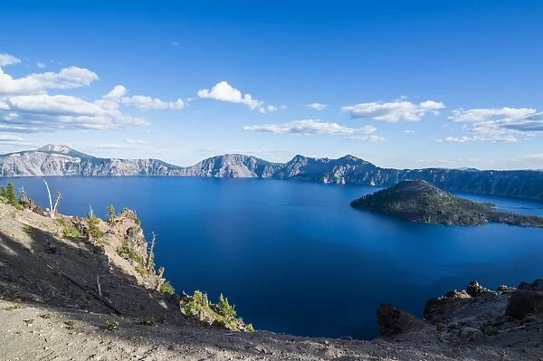 Late afternoon light on the Crater Lake of the Crater Lake National Park, Oregon, United States of America, North America