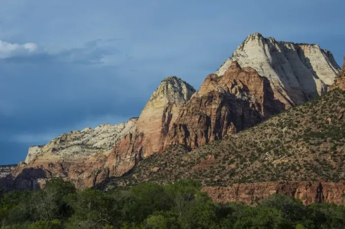 Framed Print : Late sunlight glowing on the rocks of the Zion National Park, Utah, United States of America, North America