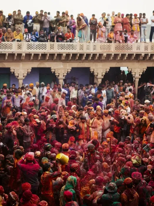 Framed Print : Lathmar Holi celebrations in Nand Rae Temple, Nandagaon, Braj, Uttar Pradesh, India, Asia Framed Print : Lathmar Holi celebrations in Nand Rae Temple, Nandagaon, Braj, Uttar Pradesh, India, Asia