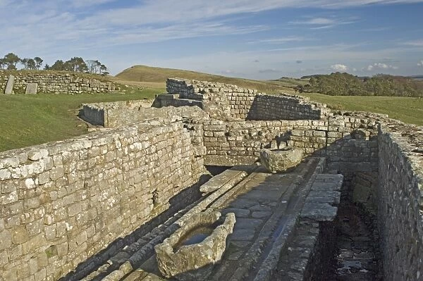 The latrine, Housesteads Roman Fort, Hadrians Wall, UNESCO World Heritage Site