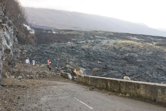 Framed Print : Lava flow after the eruption of the Piton de la Fournaise destroyed the Road RN 2 Framed Print : Lava flow after the eruption of the Piton de la Fournaise destroyed the Road RN 2