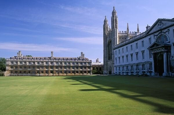 Lawn and chapel, Kings College, Cambridge, Cambridgeshire, England