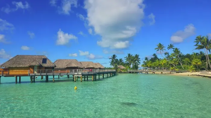 Framed Print : Le Bora Bora by Pearl Resort, Moto Tevairoa Bora Bora, French Polynesia, South Pacific, Pacific