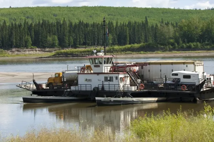 Framed Print : Le Crete Ferry on Peace River, Alberta, Canada, North America Framed Print : Le Crete Ferry on Peace River, Alberta, Canada, North America