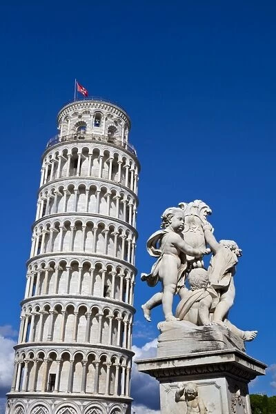 The Leaning Tower of Pisa, campanile or bell tower, Fontana dei Putti, Piazza del Duomo