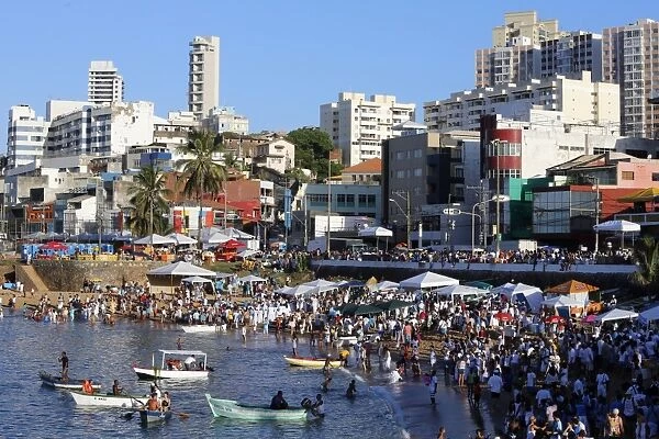 Lemanja festival on Rio Vermelho beach, Salvador, Bahia, Brazil, South America