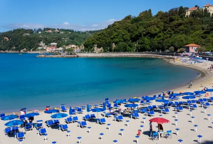 Framed Print : Lerici bay and beach, Liguria, Italy, Europe Framed Print : Lerici bay and beach, Liguria, Italy, Europe