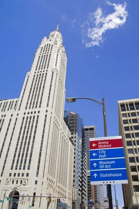 Framed Print : Leveque Tower and road signs, Columbus, Ohio, United States of America, North America Framed Print : Leveque Tower and road signs, Columbus, Ohio, United States of America, North America