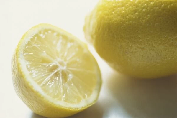 Still life of cut lemon
