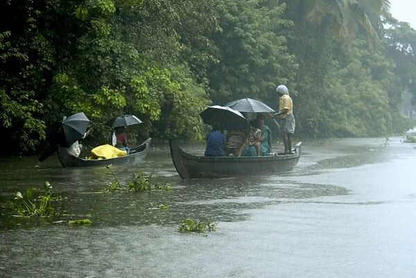 Life during the monsoon rains, Kerala, India