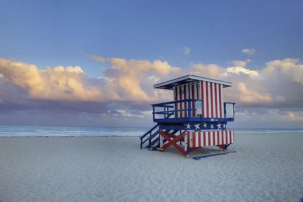 Lifeguard stand on South Beach, Miami Beach, Florida, United States of America