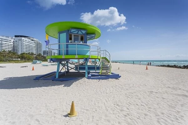 Lifeguard watchtower on South Beach, Miami Beach, Miami, Florida, United States of America