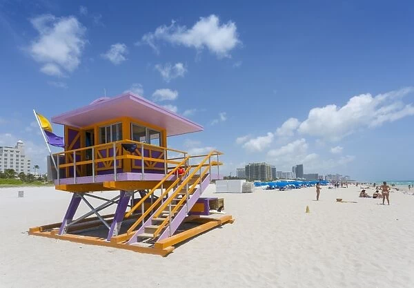 Lifeguard watchtower on South Beach, Miami Beach, Miami, Florida, United States of America