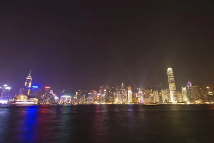 Framed Print : Light show over Hong Kong Island skyline, Hong Kong, China, Asia Framed Print : Light show over Hong Kong Island skyline, Hong Kong, China, Asia