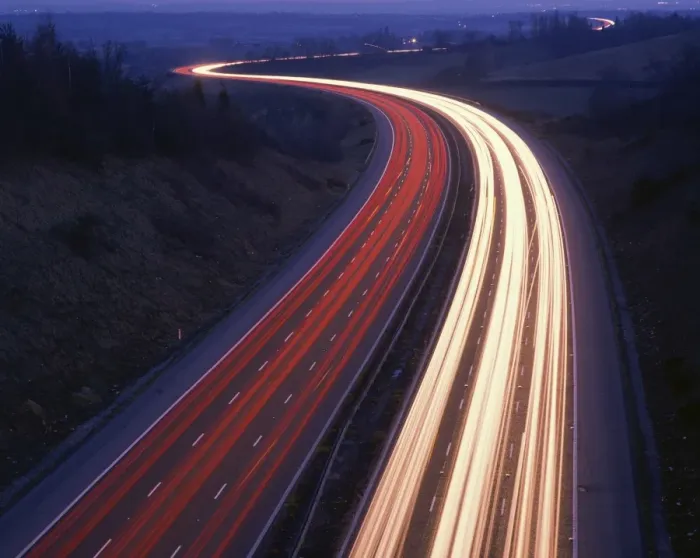 Framed Print : Light trails on a road at night in Surrey, England, United Kingdom, Europe Framed Print : Light trails on a road at night in Surrey, England, United Kingdom, Europe