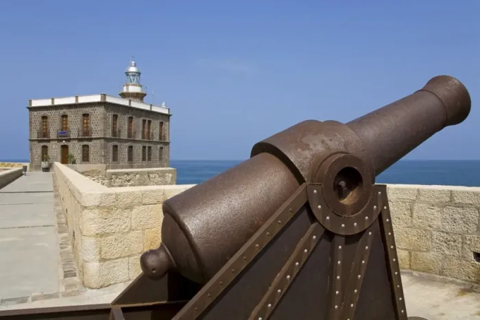 Framed Print : Lighthouse and artillery, Medina Sidonia (old town) District, Melilla, Spain Framed Print : Lighthouse and artillery, Medina Sidonia (old town) District, Melilla, Spain
