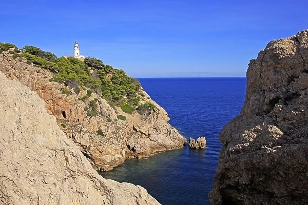 Lighthouse at Cap de Pera near Cala Ratjada, Majorca, Balearic Islands, Spain, Mediterranean