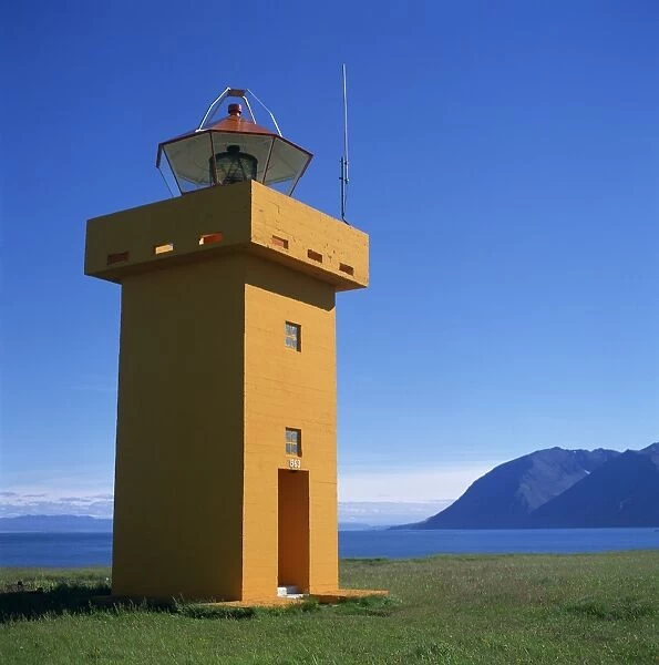 Lighthouse on the coast of the island of Flatey