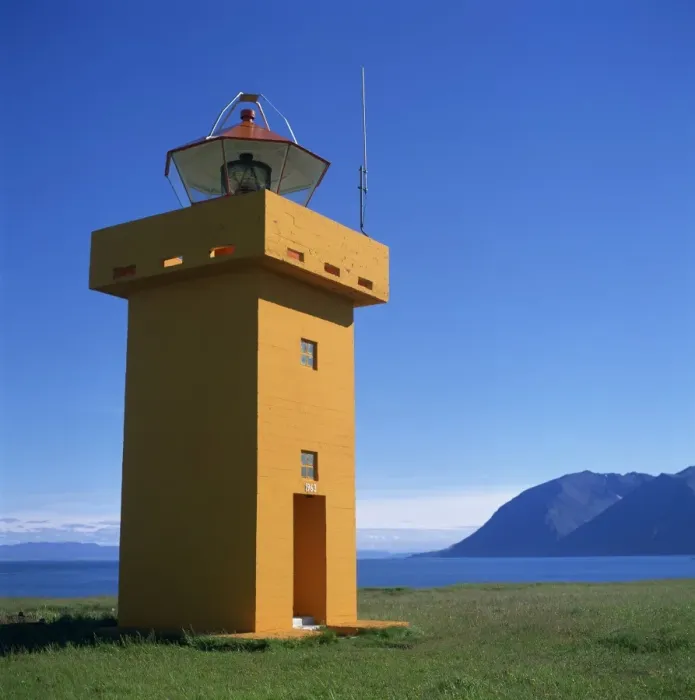 Framed Print : Lighthouse on the coast of the island of Flatey Framed Print : Lighthouse on the coast of the island of Flatey