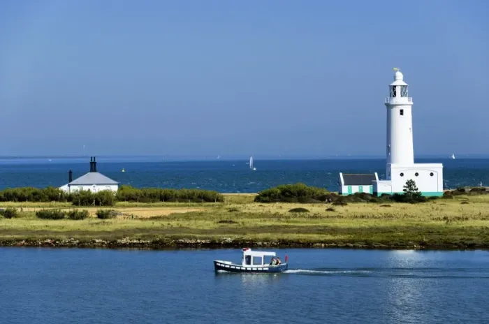 Framed Print : Lighthouse at Hurst Castle, Keyhaven, Hampshire, England, United Kingdom, Europe