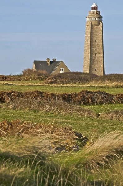 Lighthouse and keeperss house at Cap Levi, Manche, Normandy, France, Europe