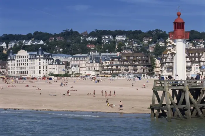 Framed Print : Lighthouse and pier, Trouville, Basse Normandie, France, Europe Framed Print : Lighthouse and pier, Trouville, Basse Normandie, France, Europe