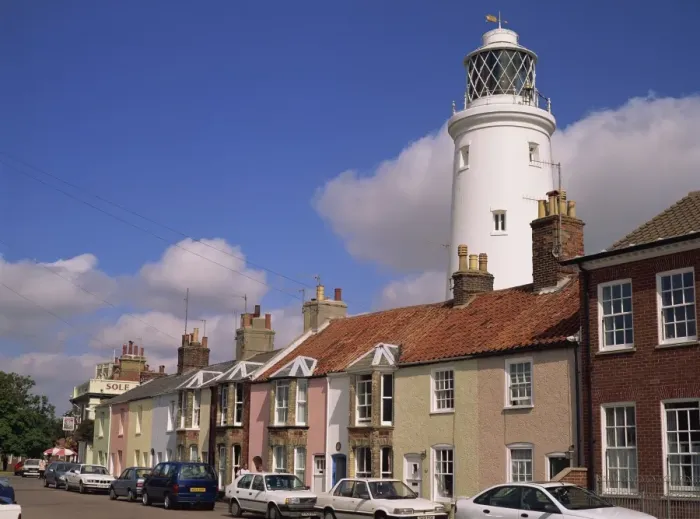 Framed Print : Lighthouse behind terraced houses, Southwold, Suffolk, England, United Kingdom, Europe Framed Print : Lighthouse behind terraced houses, Southwold, Suffolk, England, United Kingdom, Europe