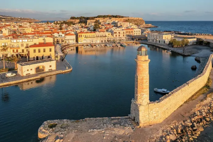 Framed Print : Lighthouse at the Venetian harbor with a view of Venetian Fortezza, Rethymno, Crete, Greek Islands, Greece, Europe Framed Print : Lighthouse at the Venetian harbor with a view of Venetian Fortezza, Rethymno, Crete, Greek Islands, Greece, Europe