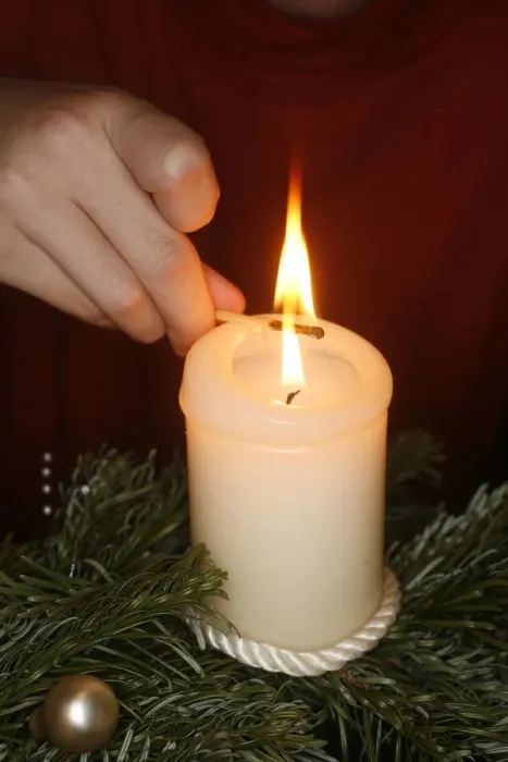 Framed Print : Lighting an Advent candle Framed Print : Lighting an Advent candle