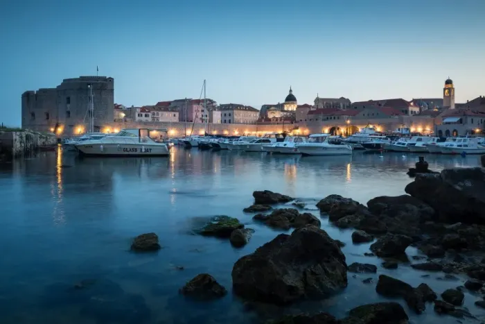 Framed Print : The lights of old town Dubrovnik and its harbour during blue hour, Dubrovnik, Croatia Framed Print : The lights of old town Dubrovnik and its harbour during blue hour, Dubrovnik, Croatia