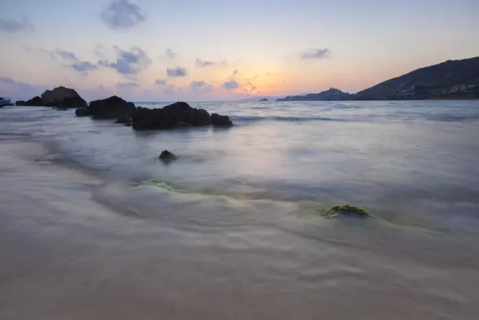 Framed Print : The last lights of the sunset are reflected on sea waves and sandy beach, Licata Framed Print : The last lights of the sunset are reflected on sea waves and sandy beach, Licata