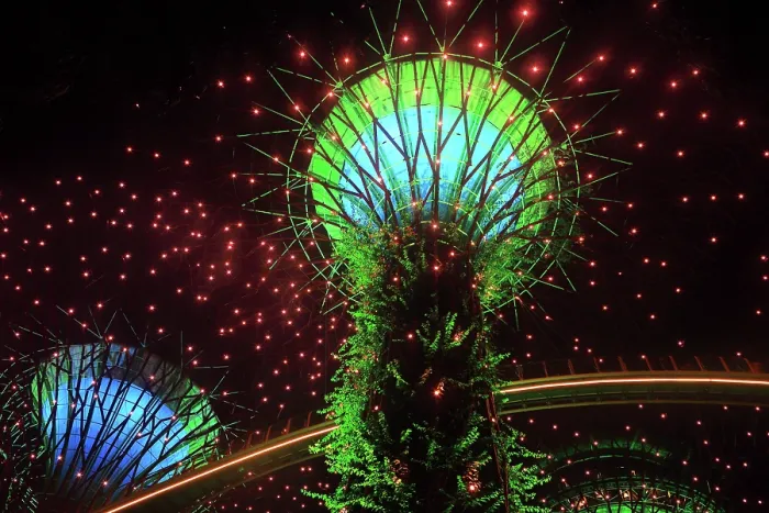 Framed Print : Lightshow, The Gardens by the Bay, Singapore