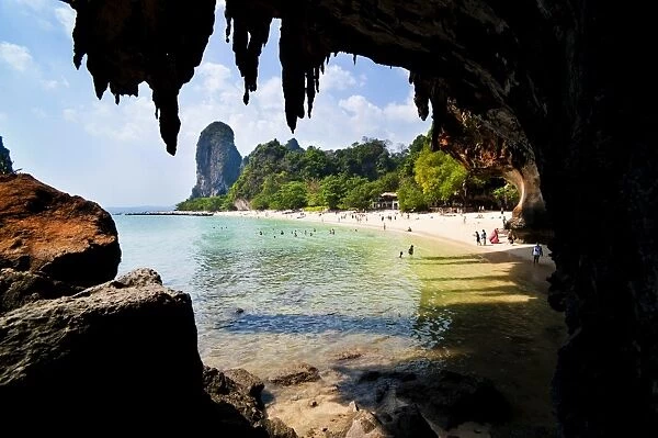 Limestone karst rocks at Phra Nang Beach, South Islands, Thailand, Southeast Asia, Asia
