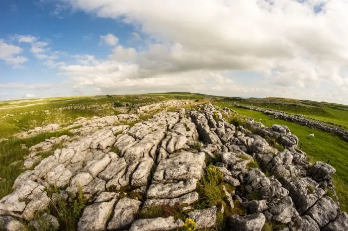 Framed Print : Limestone pavement above Malham, Yorkshire Dales, Yorkshire, England, United Kingdom