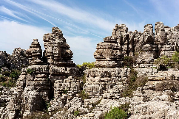 Limestone rock formations in El Torcal de Antequera nature reserve, Andalusia, Spain, Europe