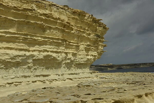 Limestone rock formations at St. Peters Pool near Marsaxlokk, Malta, Mediterranean