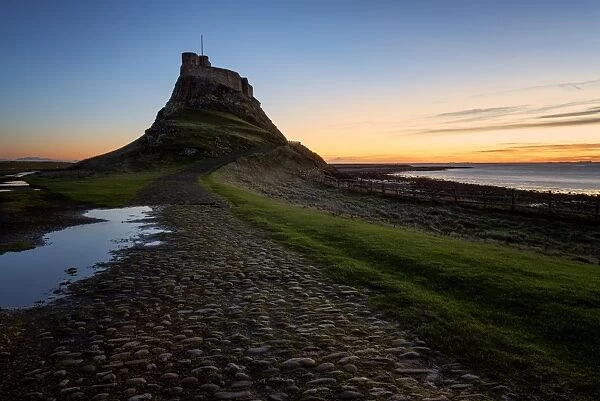 Lindisfarne Castle at dawn, Northumberland, England, United Kingdom, Europe