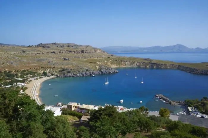 Framed Print : Lindos Beach, Lindos, Rhodes, Dodecanese, Greek Islands, Greece, Europe Framed Print : Lindos Beach, Lindos, Rhodes, Dodecanese, Greek Islands, Greece, Europe