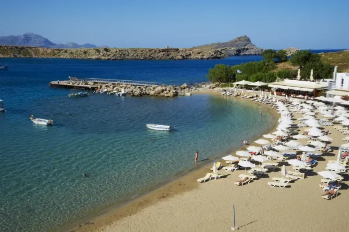 Framed Print : Lindos Beach, Lindos, Rhodes, Dodecanese, Greek Islands, Greece, Europe Framed Print : Lindos Beach, Lindos, Rhodes, Dodecanese, Greek Islands, Greece, Europe