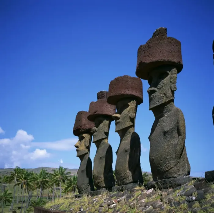 Framed Print : A line of moai statues, Ahu Nau Nau at Anakenu on Easter Island (Rapa Nui) Framed Print : A line of moai statues, Ahu Nau Nau at Anakenu on Easter Island (Rapa Nui)